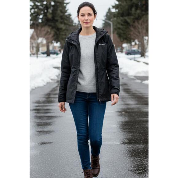 Columbia Omni-Tech Black Waterproof Jacket, Size Small - Picture 3 of 9